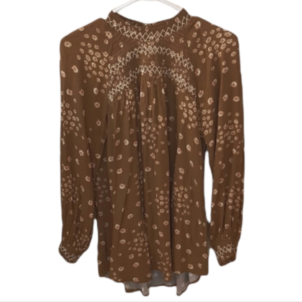 FREE PEOPLE Brown and Pink Blouse